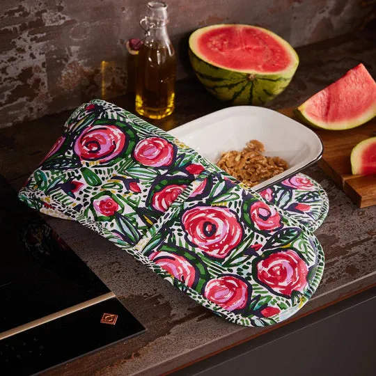 Ulster Weavers Rose Garden Double Oven Glove One Size in Pink