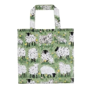 Ulster Weavers Small PVC Shopper Bag in Green - Woolly Sheep